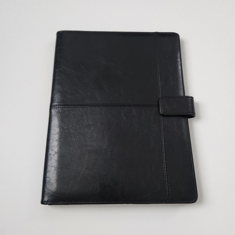 Black Faux Leather Business Portfolio Organizer with Calculator and Pen Slot‎